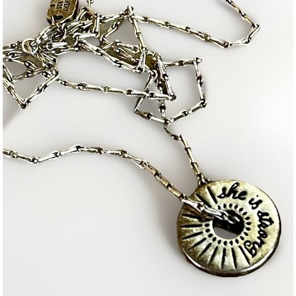 James Avery 925 Sterling Silver "She Is Strong" 20 in Pendant Necklace - RETIRED - Picture 1 of 12